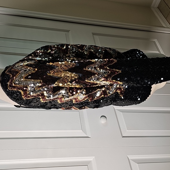 Sequin Zigzag V-Neckc Sweater. Lovely Top. By Party Collectibales. Petite Meduim - Picture 6 of 13